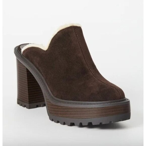 JustFab Alec Block Heeled Mule Slip On Chunky Shoe Brown Size 9 - Picture 13 of 13